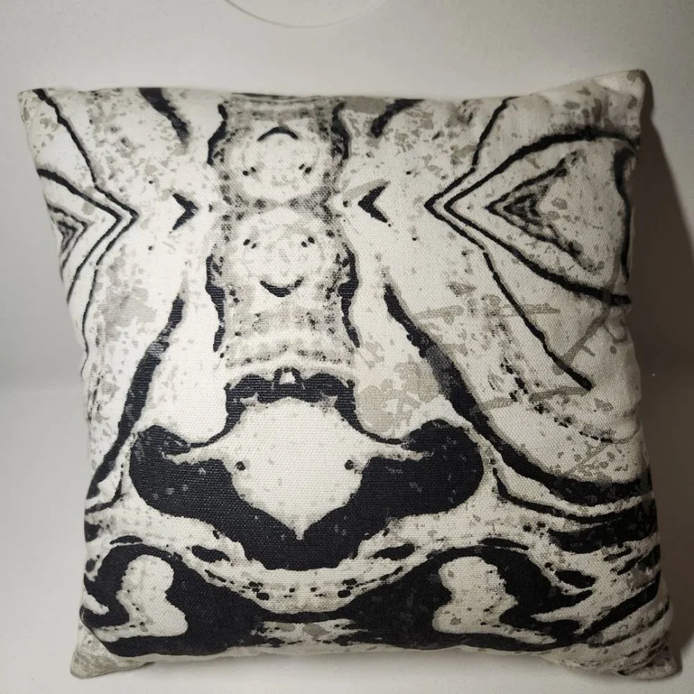 Decorative Pillow Rorschach Test Abstract Gray White Black Marble 11